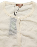White Knit Cropped Wool Cardigan Sweater
