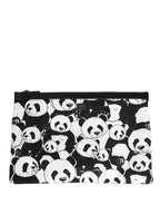 Black White Panda Print Nylon Clutch Men Pouch Borse Bag