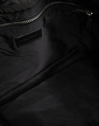 Black White Striped Polyester Drawstring Backpack Men Bag