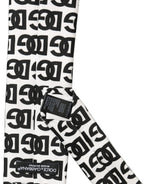 White Black Logo Monogram Wide Adjustable Men Necktie Tie
