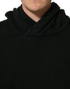 Black Cotton Hooded Men Sweatshirt Sweater