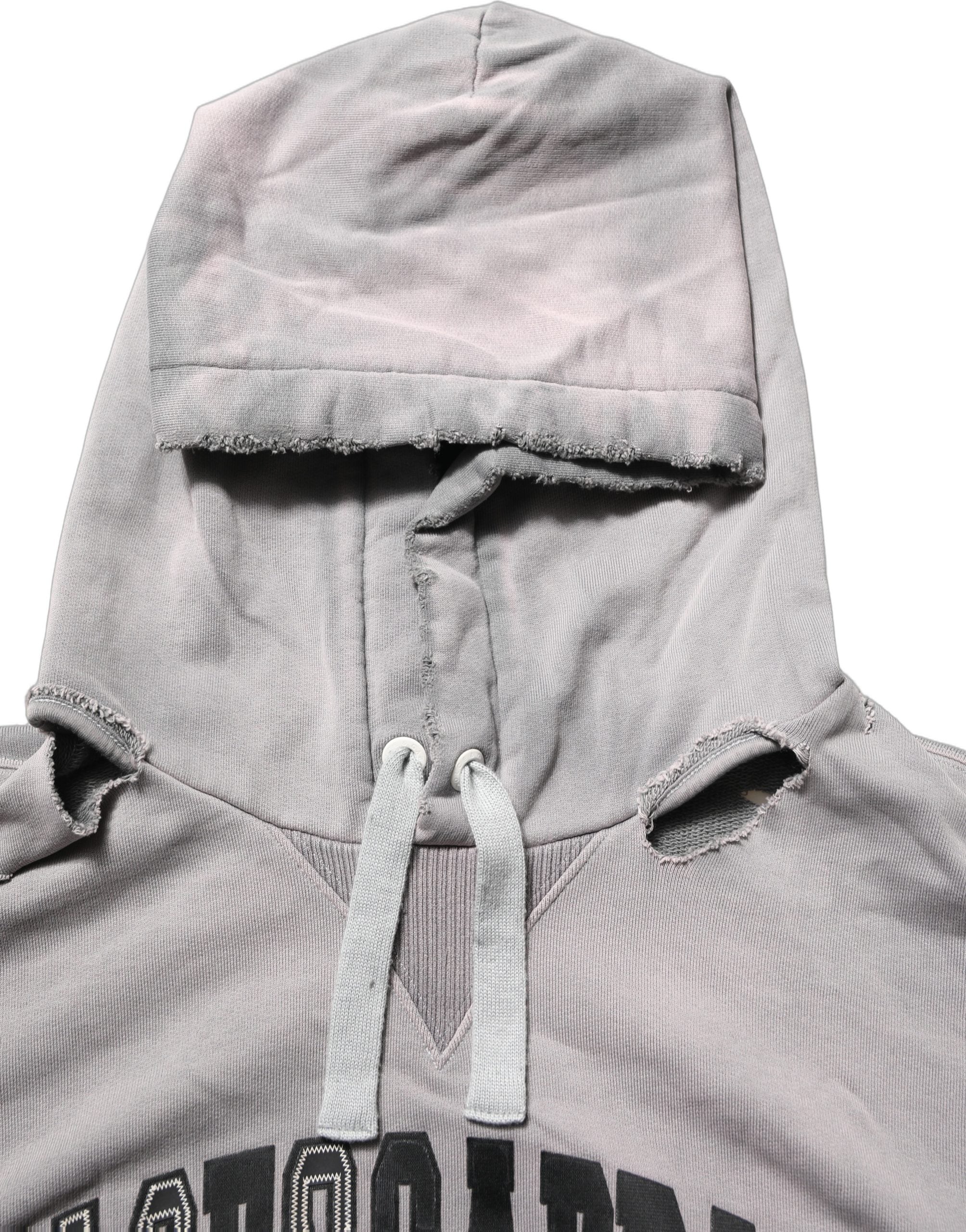 Gray Graphic Hooded Sweatshirt Men Sweater