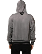 Gray Graphic Hooded Sweatshirt Men Sweater