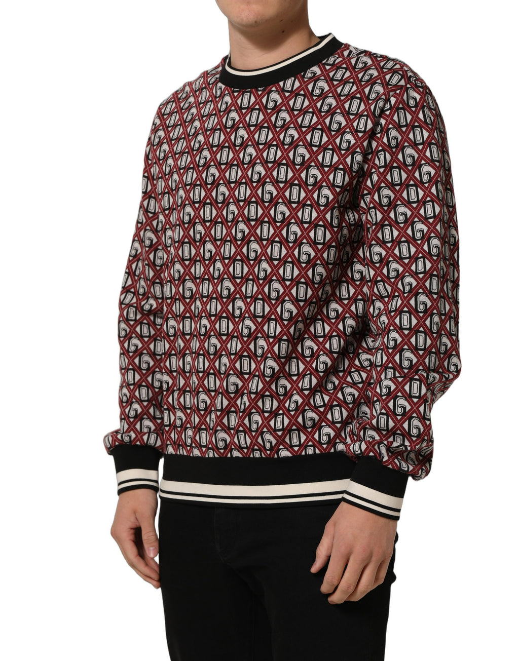 Red Logo Cotton Jacquard Sweatshirt Sweater