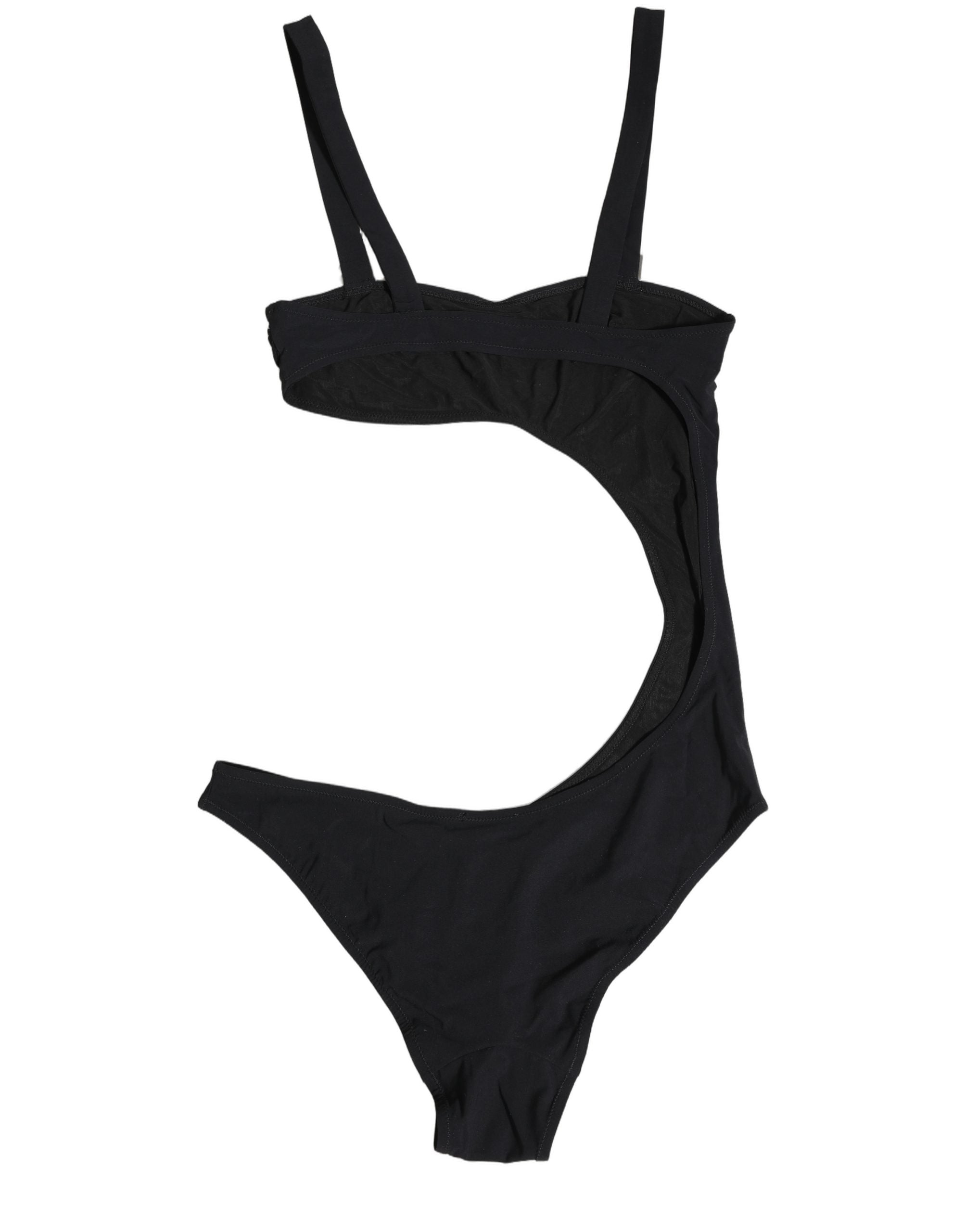 Black Embellished Cutout Bandeau One Piece Swimwear
