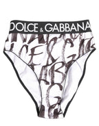 White Black Graphic Logo High Brief Underwear