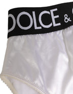 White Satin High-Waist Brief Logo Women Underwear