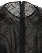 Black Mesh Lace Long Sleeved Maxi Gown Dress