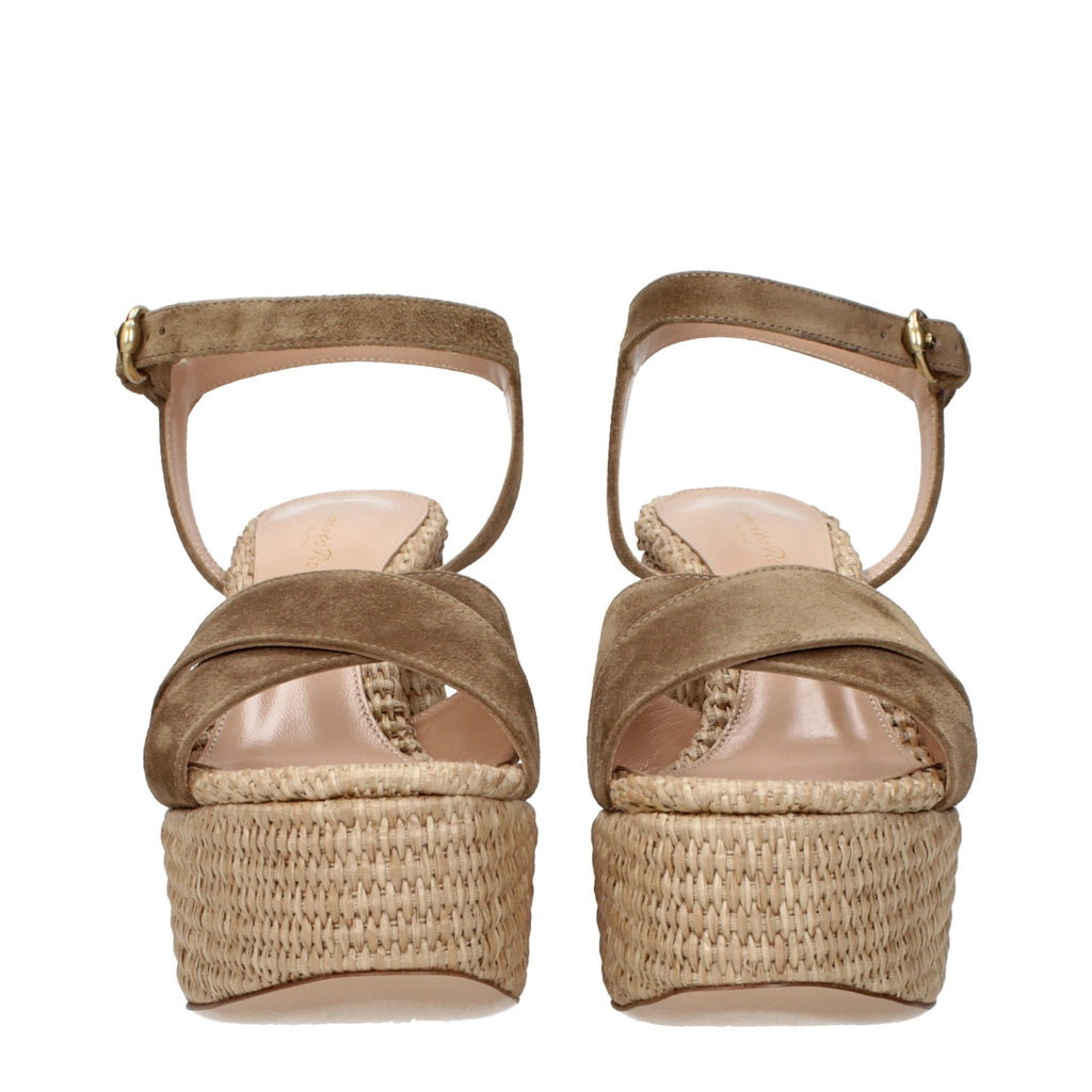 Brown Leather Platform Sandals