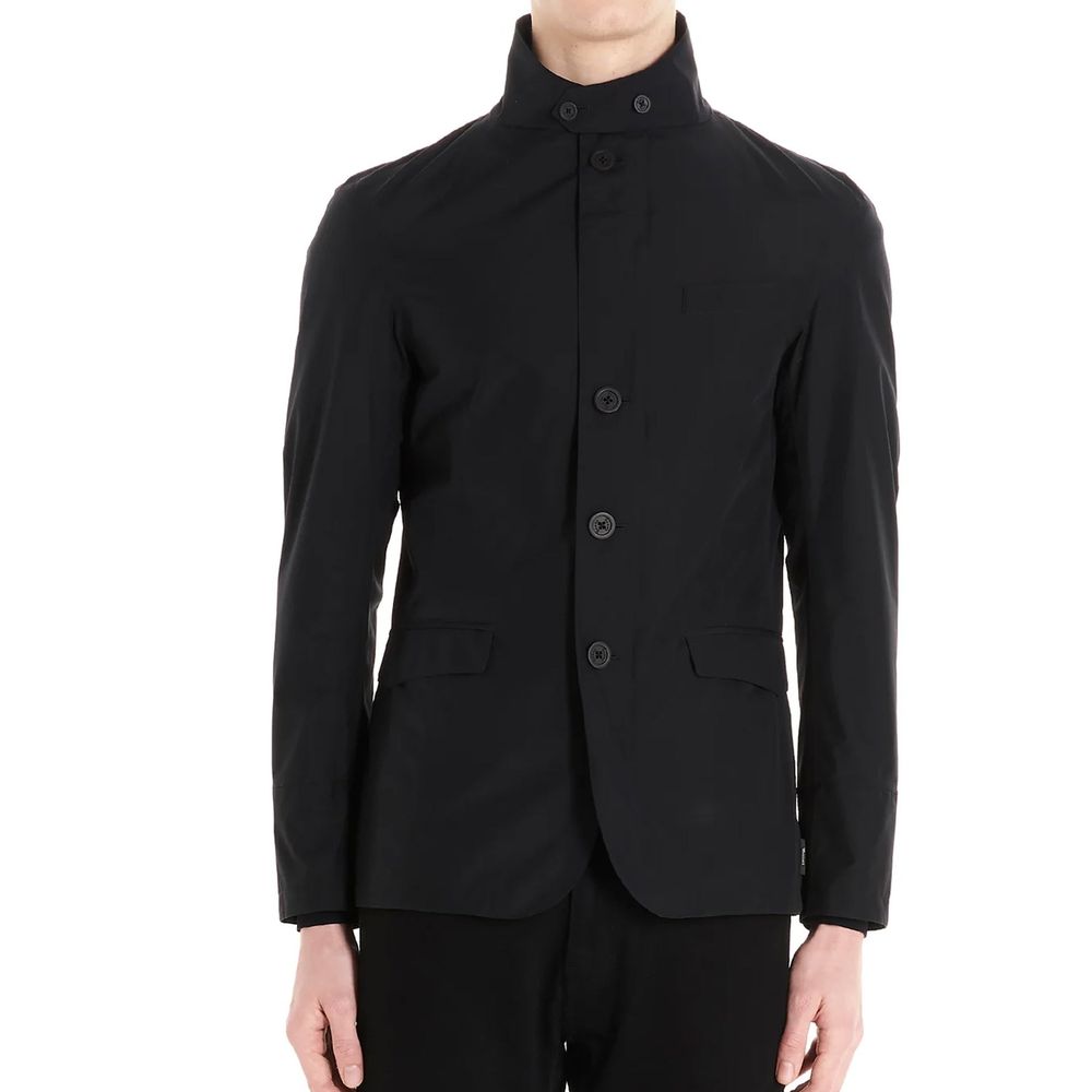 Black Polyester Full-Length Jacket