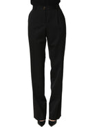 Black High Waist Straight Dress Trouser Pants