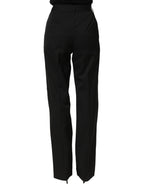 Black High Waist Straight Dress Trouser Pants