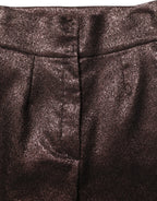 Metallic Brown High Waist Tapered Leg Pants