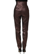 Metallic Brown High Waist Tapered Leg Pants