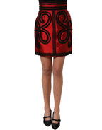 Red Soutache Embroidery A-line Mini Skirt