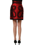 Red Soutache Embroidery A-line Mini Skirt