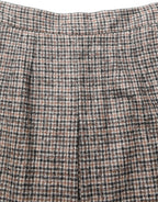 Brown Tweed High Waist A-line Mini Skirt