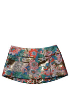 Multicolor Floral Jacquard MidWaist Mini Skirt
