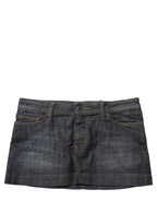 Black Cotton Spandex Low Waist Denim Mini Skirt