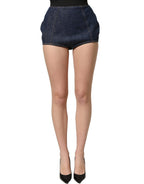 Blue Cotton High Waist Denim Hotpants Shorts