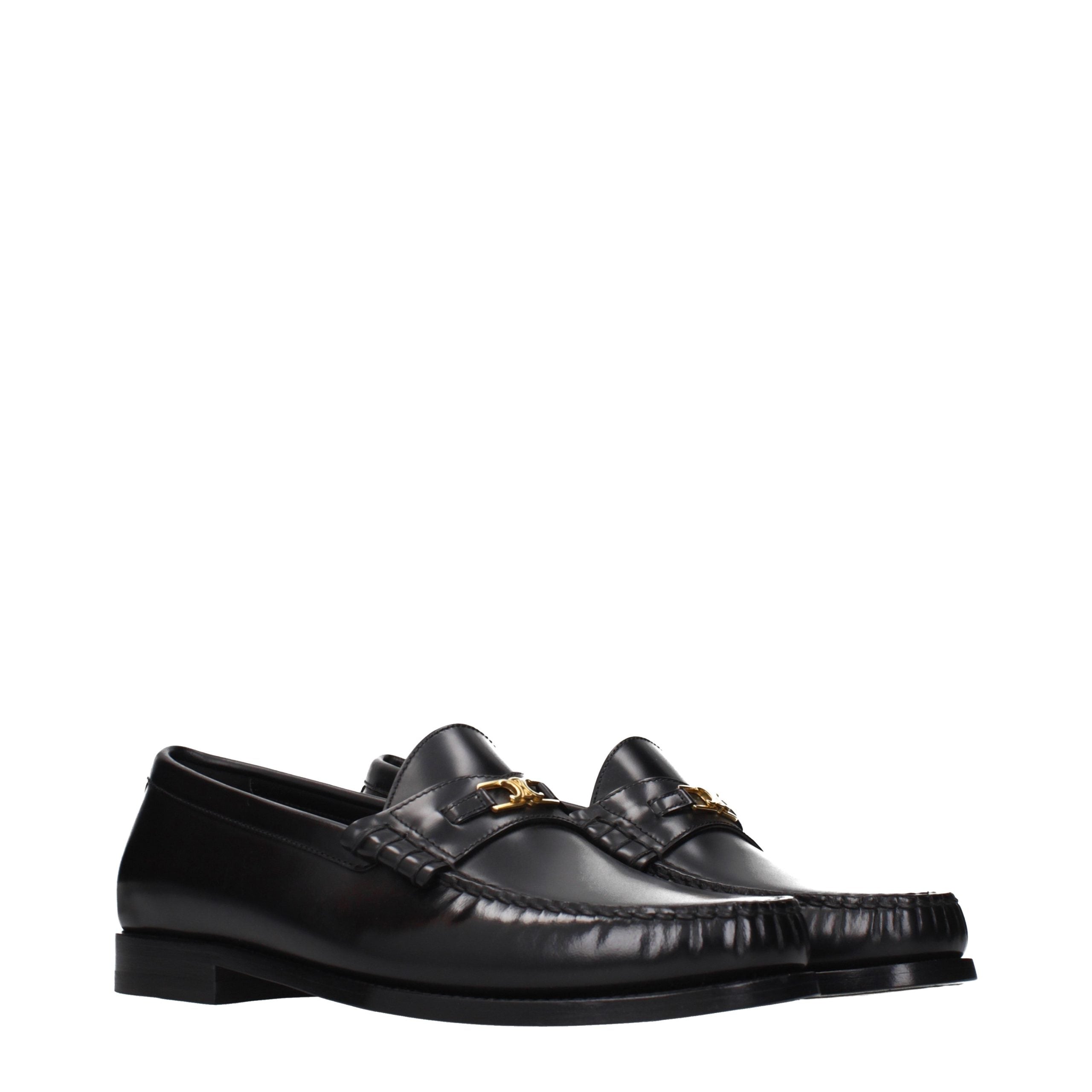 Black Leather Slip-On Loafers