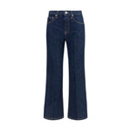 Blue Cotton Flared Jeans