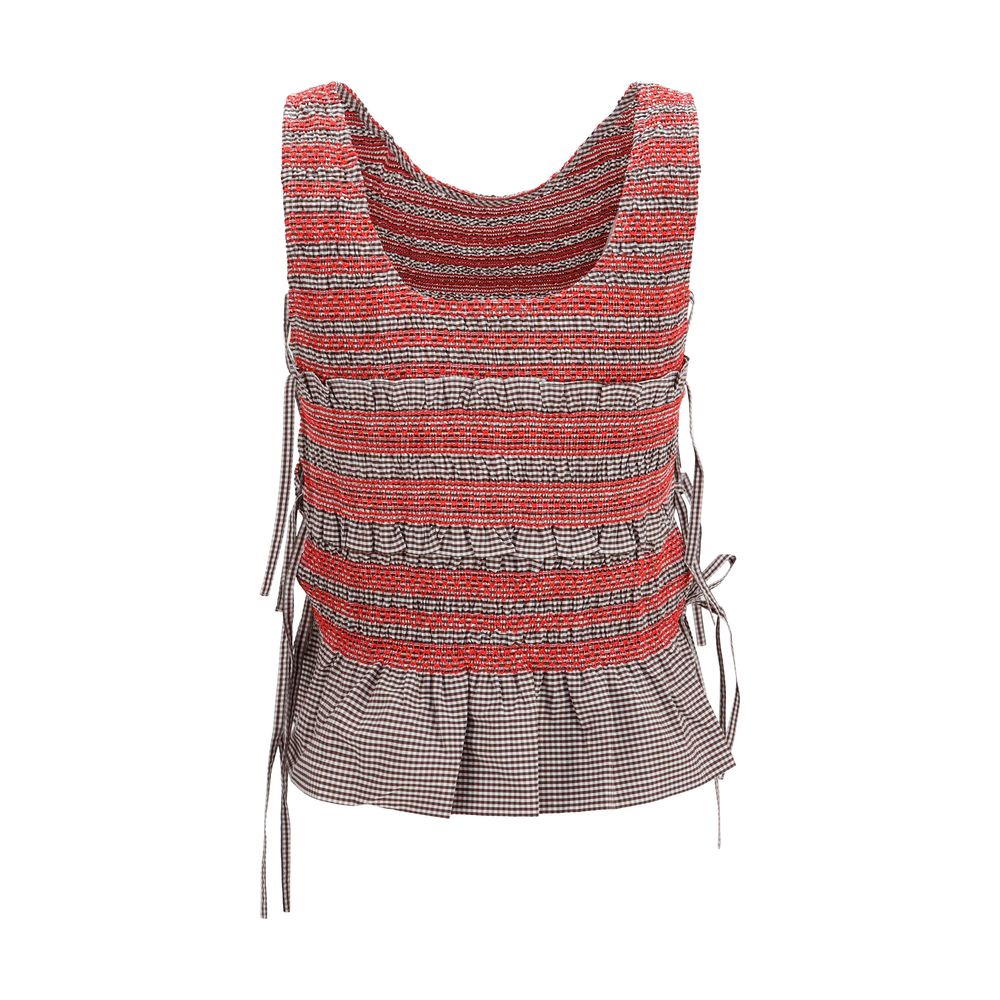 Brown Cotton Sleeveles T-Shirt