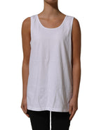 White Cotton Round Neck Sleeveless Tank Top