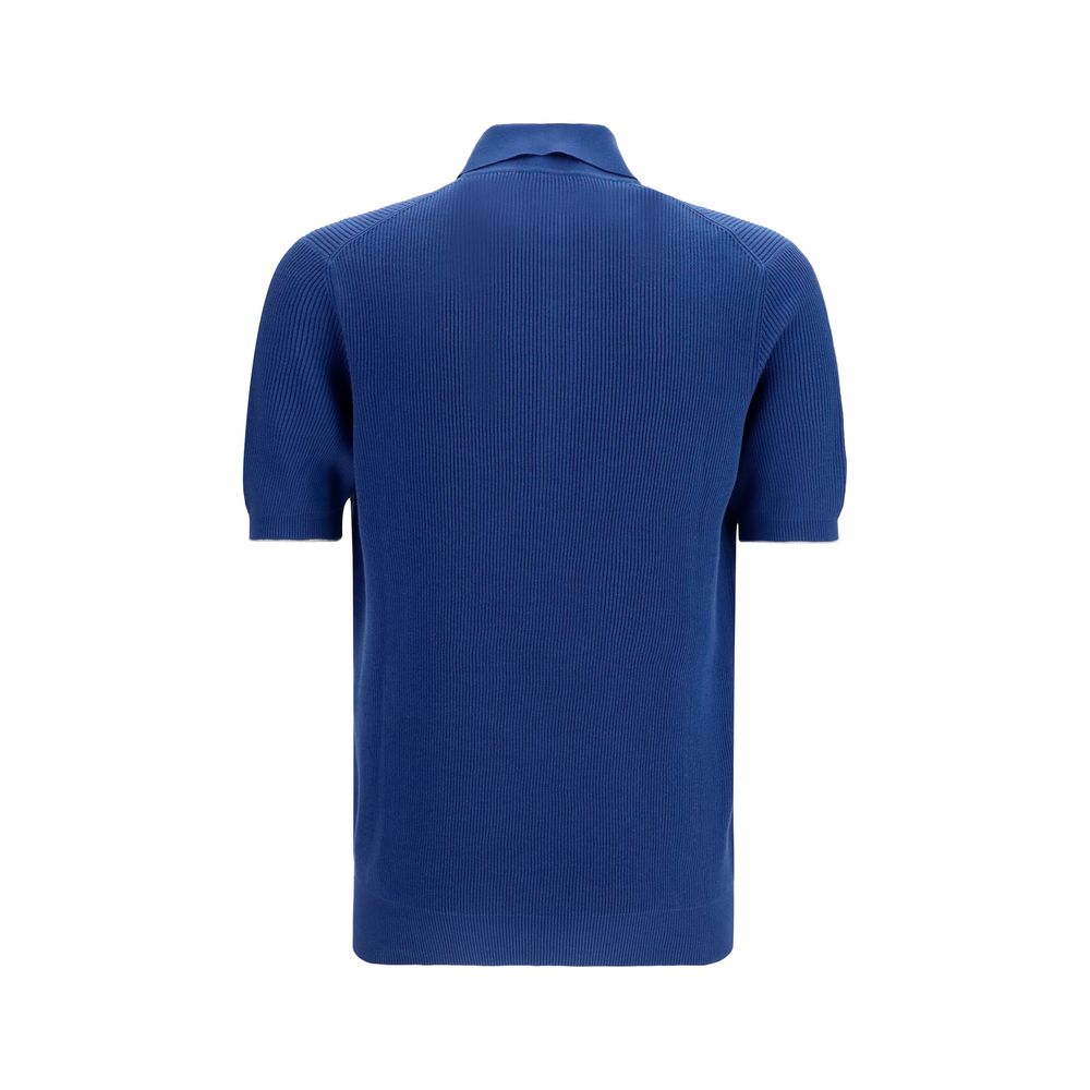 Blue Cotton Polo Shirt