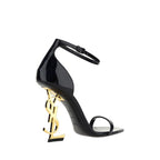 Black Calf Leather Bos Taurus Stiletto Heel Sandals