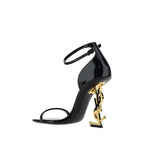 Black Calf Leather Bos Taurus Stiletto Heel Sandals