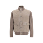 Beige Calf Leather Bos Taurus Leather Jacket