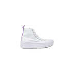 White Fabric Platform Sneakers