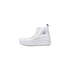 White Fabric Platform Sneakers