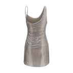Silver Polyester Cocktail Dress