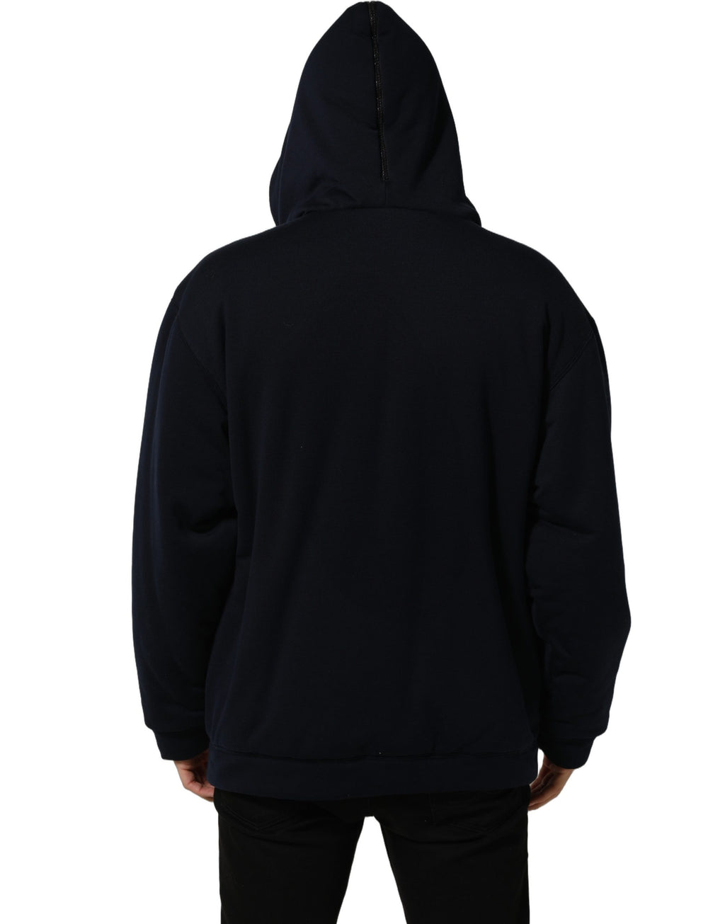 Black Cotton Full Zip Hooded Bomber Jacket