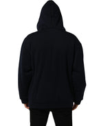 Black Cotton Full Zip Hooded Bomber Jacket