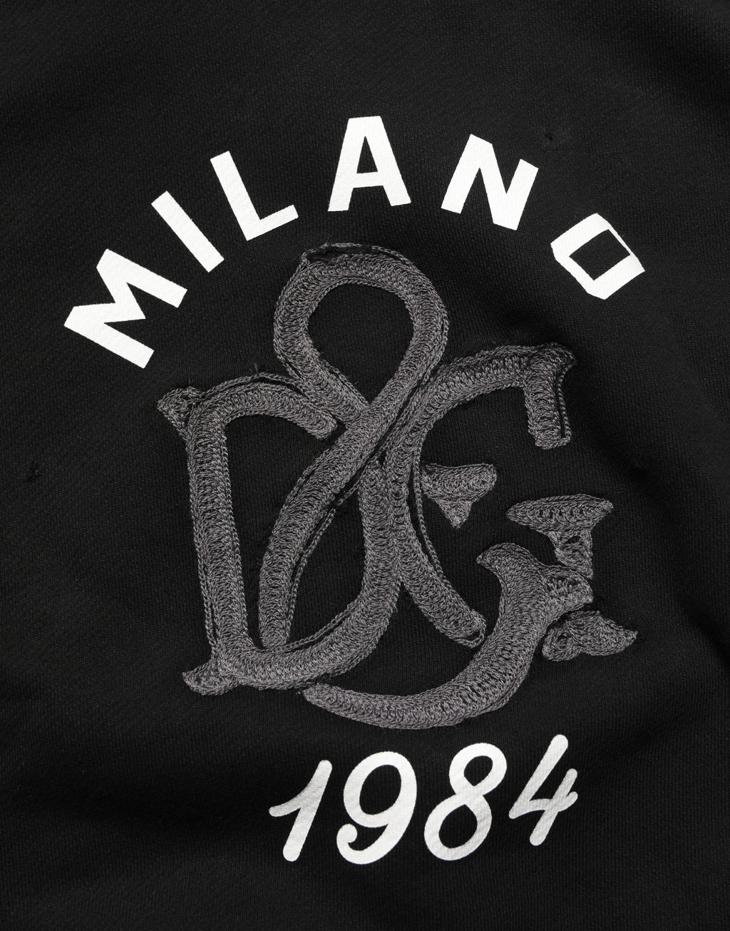 Black Cotton Milano1984 Print Hoodie Sweater