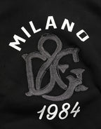 Black Cotton Milano1984 Print Hoodie Sweater
