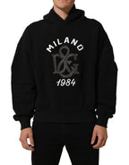 Black Cotton Milano1984 Print Hoodie Sweater