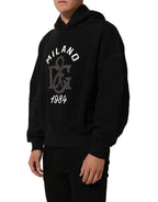 Black Cotton Milano1984 Print Hoodie Sweater