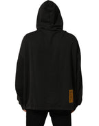 Black Cotton Logo Hooded Oversize Sweater