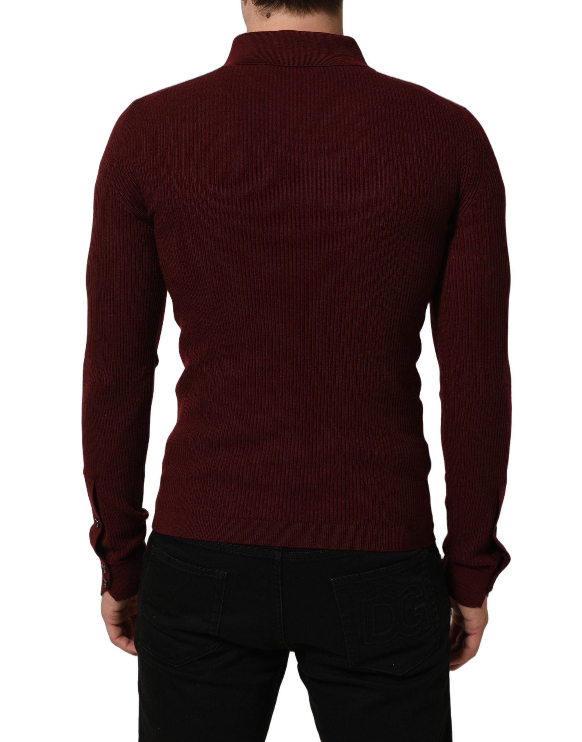 Burgundy Wool Button Down Cardigan Sweater