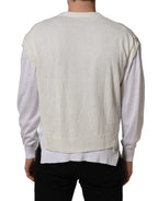 White Flax CrewNeck Layered Pullover Sweater