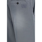 Gray Cotton Casual Pants