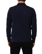 Blue Wool Knit Turtleneck Pullover Sweater