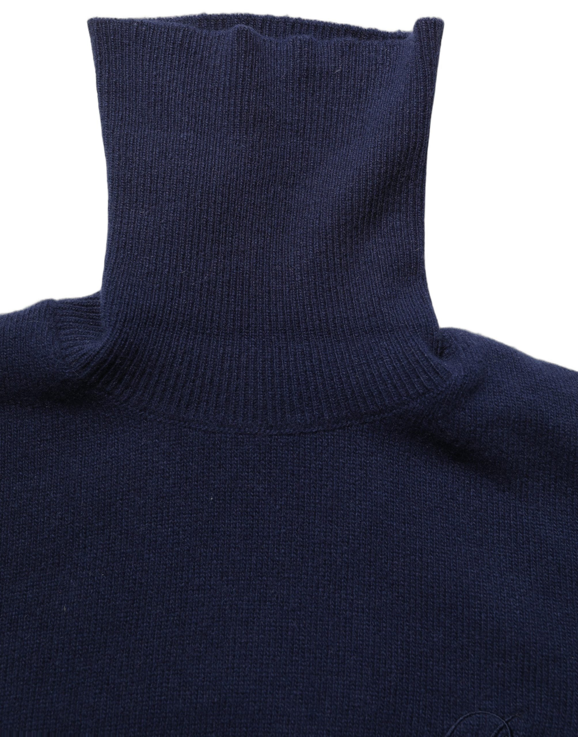 Blue Wool Knit Turtleneck Pullover Sweater