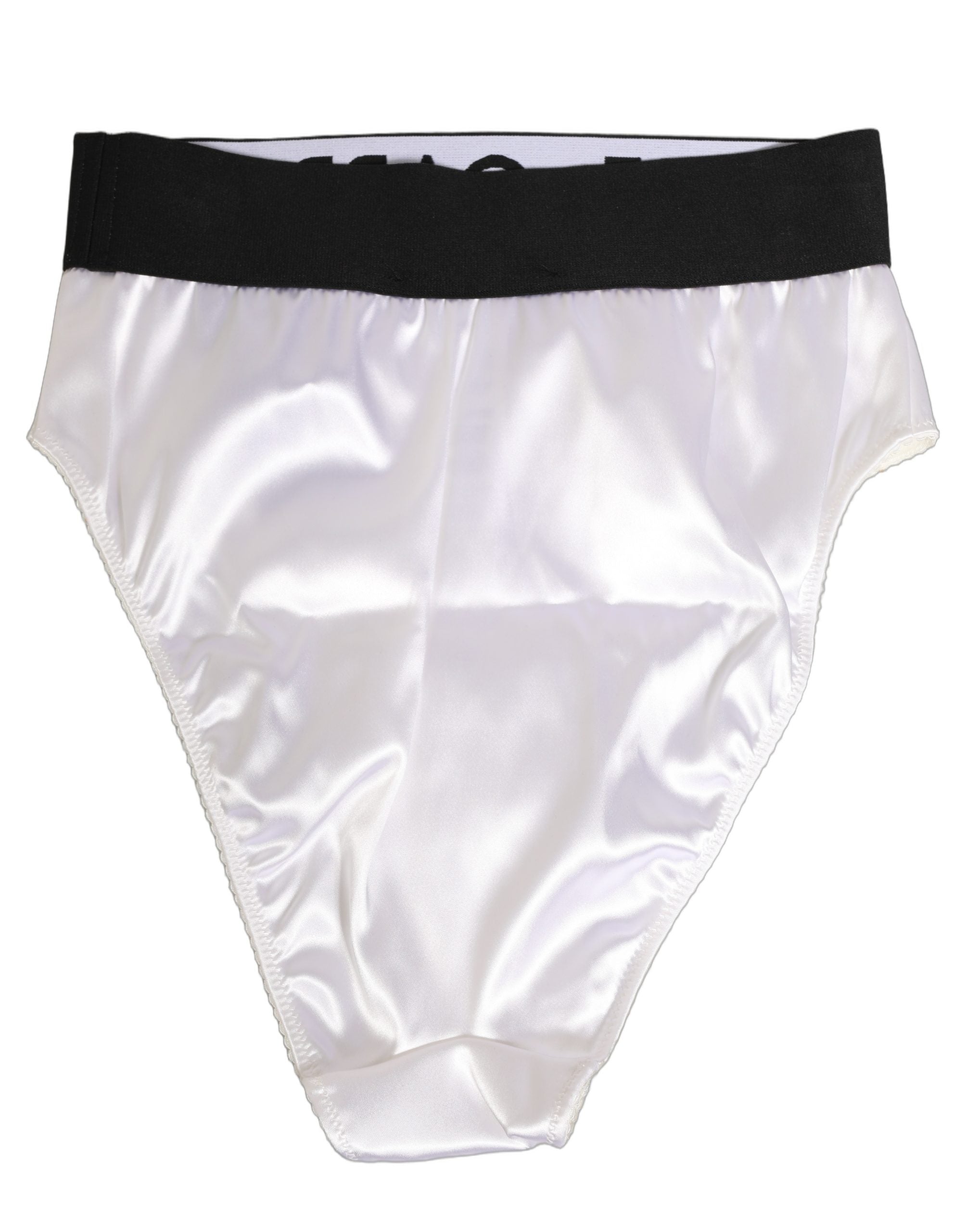White Satin High-Waist Brief Logo Women Underwear