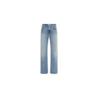 Blue Cotton Straight-Leg Jeans