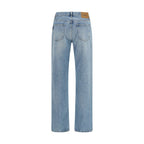 Blue Cotton Straight-Leg Jeans
